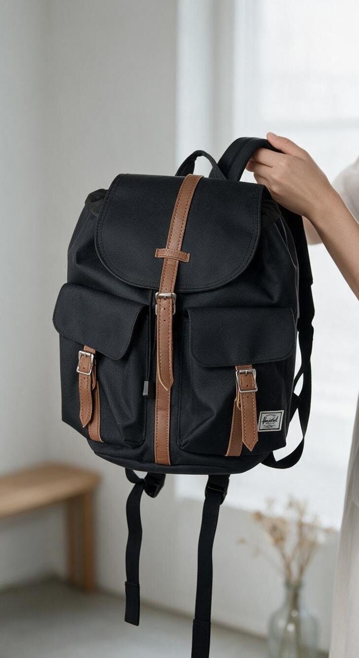 Herschel Supply Co Dawson Black Canvas Back Pack Tech Sleeve Rucksack